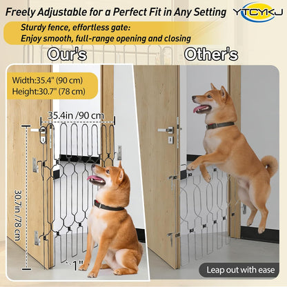 Retractable Pet Gate for Front Door - 35.4" Extra Wide, 30.7" Tall Heavy Duty Metal Retractable Door Barrier, Easy Install Safety Dog Gate for Front Door, RVs to Prevent Dogs from Dashing Out