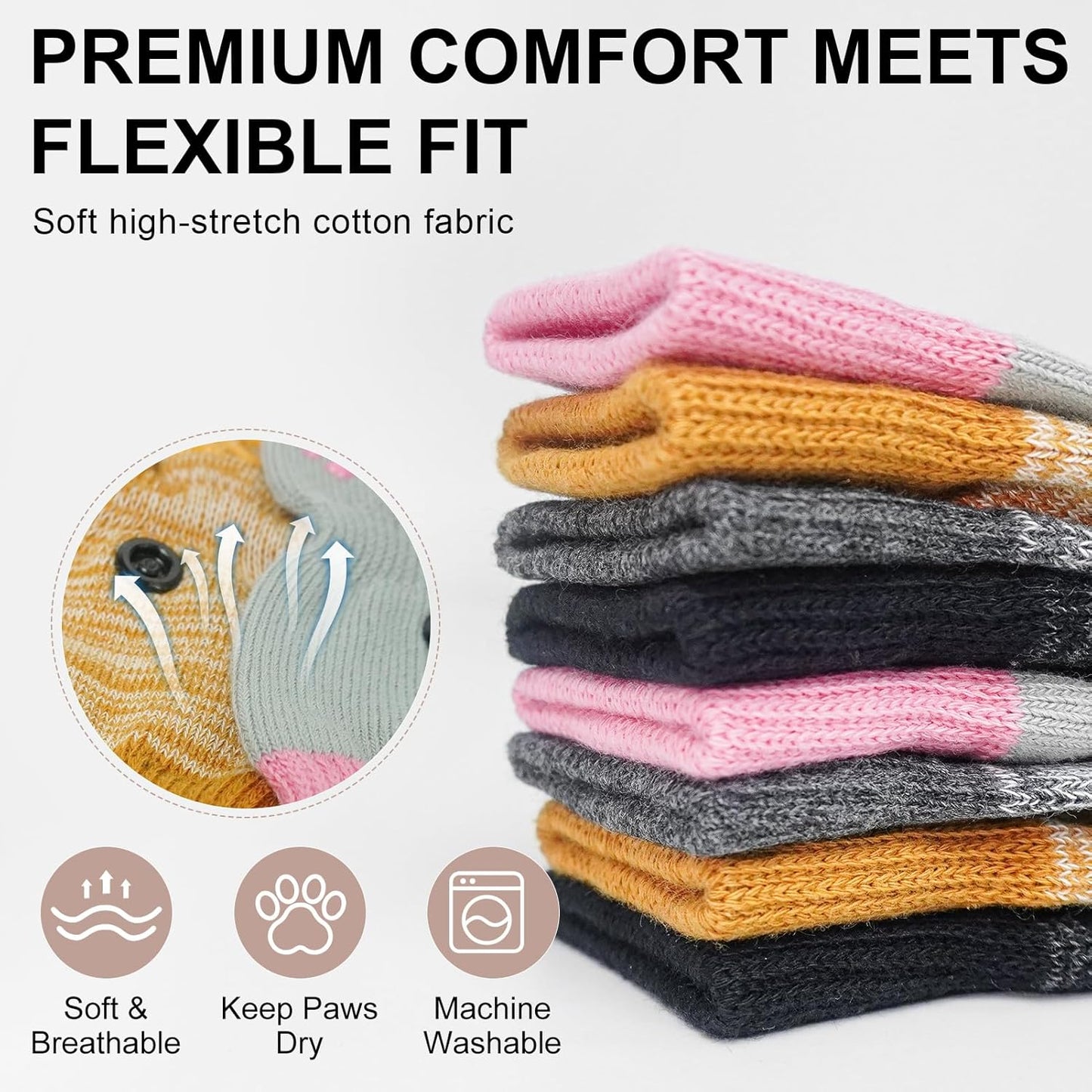 BEAUTYZOO Dog Socks to Prevent Licking Paws -Dog Shoes for Hot Pavement & Hardwood Floors Anti Slip, Traction Control Boots & Paw Protectors with Double Side Grips for Small Medium Large Senior Dogs