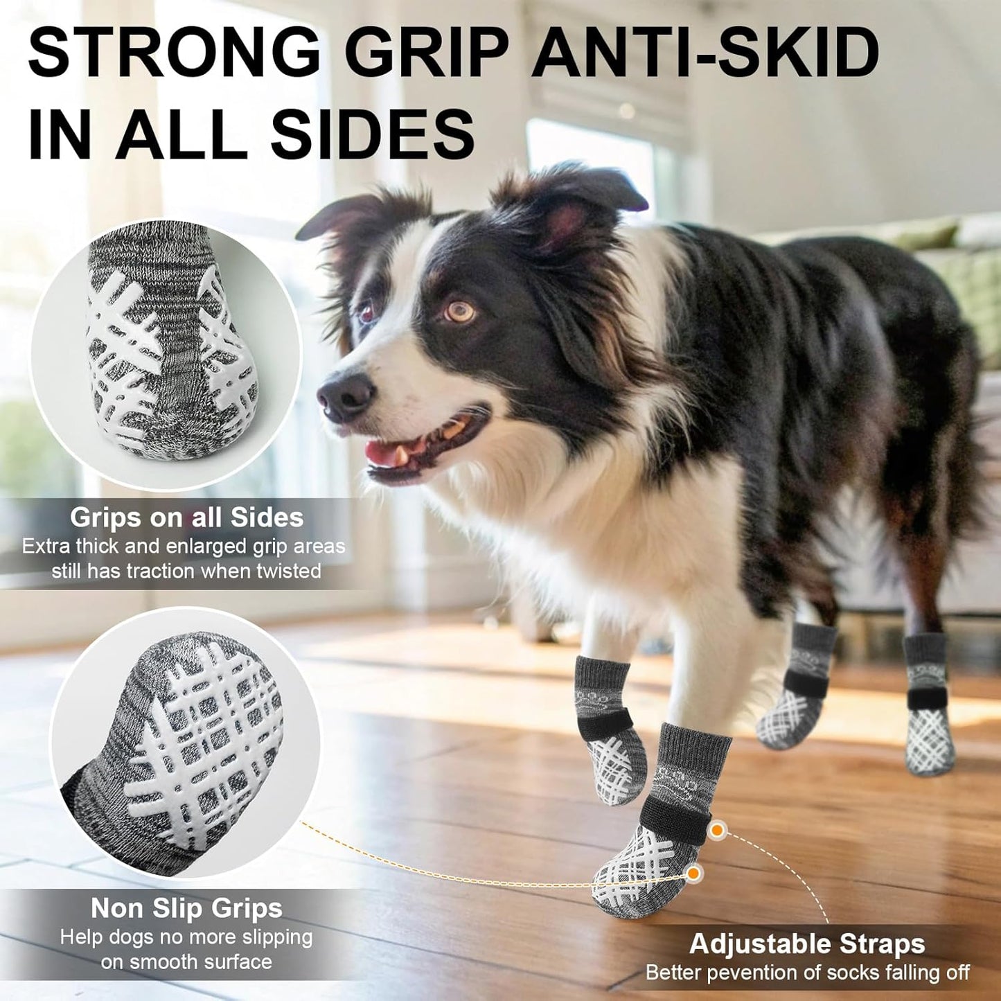 BEAUTYZOO Dog Socks to Prevent Licking Paws -Dog Shoes for Hot Pavement & Hardwood Floors Anti Slip, Traction Control Boots & Paw Protectors with Double Side Grips for Small Medium Large Senior Dogs