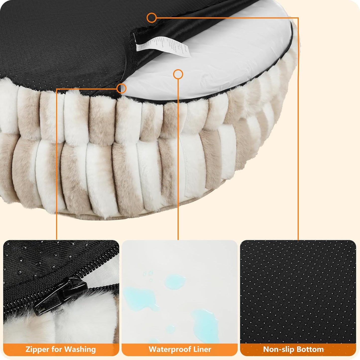 Dwanton Orthopedic Dog Bed for Medium Dogs with Gel Memory Foam, Waterproof Dog Sofa, Washable Pet Bed with Four Sided Bolster Cushion, Removable Cover & Non-Slip Bottom, 36", Dark Gray