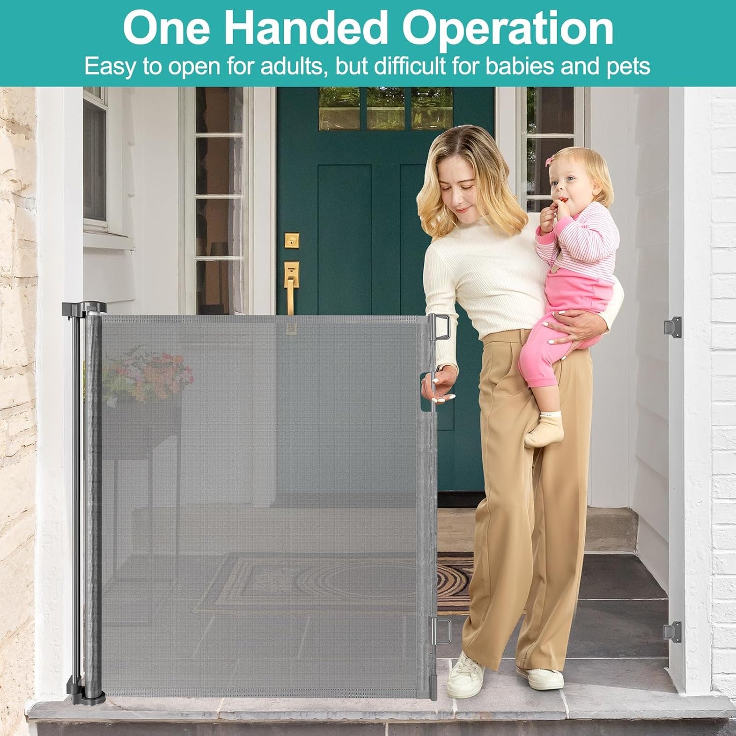 42 Inch Extra Tall Dog Gate Indoor 55” Wide Puppy Gates for The House Prevent Kids/Pets from Jumping Over Retractable Extra Tall Baby Gates for Doorways Retractable Outdoor Pet Gate for Stairs, Black