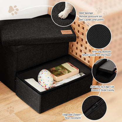 Love's cabin Dog Stairs with Storage 13" H, Foldable Pet Stairs for Small Medium or Large Dogs, Cat Puppy Steps Ramp with Zip up to 150 lbs, Solid Grey, 2 Steps