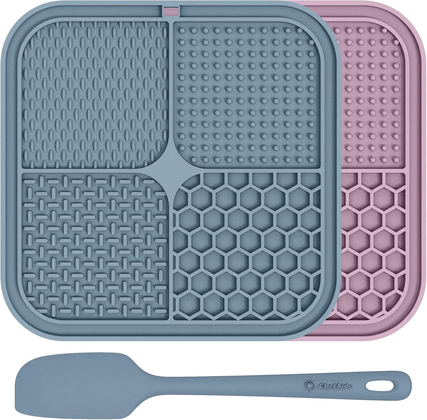 ChefAide 2 Pack Lick Mat for Dogs,Cats,Upgraded 8.5×8.5 inches Licking Mats with Suction Cups,Slow Feeder Licking Pad for Anxiety Relief and Boredom Reducer,Suitable for Dog Training Set 3