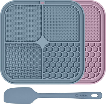 ChefAide 2 Pack Lick Mat for Dogs,Cats,Upgraded 8.5×8.5 inches Licking Mats with Suction Cups,Slow Feeder Licking Pad for Anxiety Relief and Boredom Reducer,Suitable for Dog Training Set 3