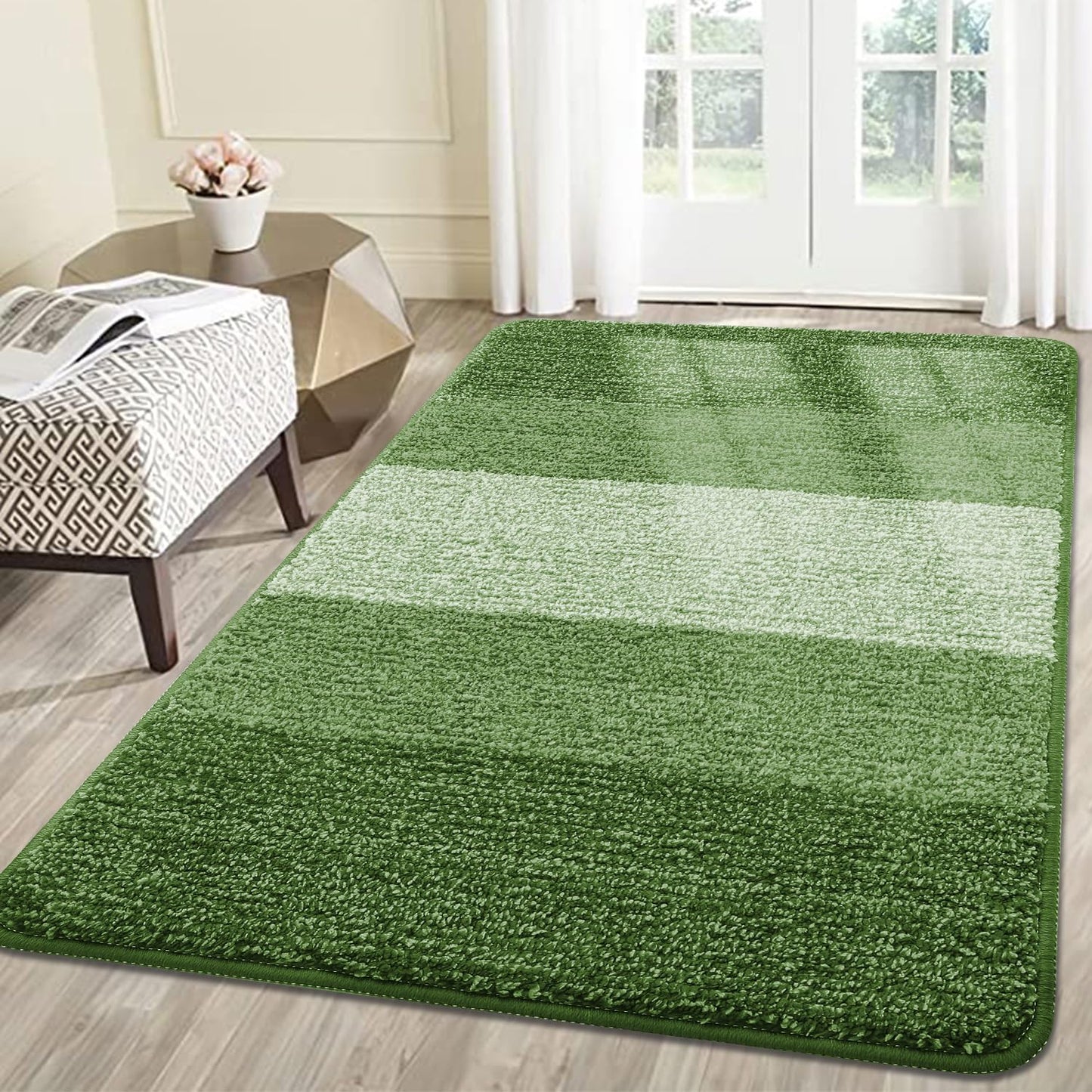 Smiry Dog Door Mat for Muddy Paws, Absorbs Moisture and Dirt, Low-Profile Entryway Mat with Non-Slip Backing, Entry Indoor Outdoor Doormat for Inside Floor (30x20 Inches, Grey, Striped)