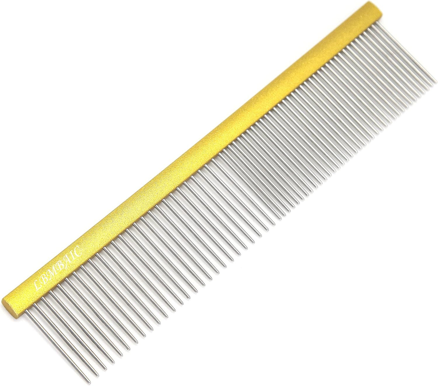 Metal Dog Grooming Comb for Shedding Tangles,Knots,Mats.Dog Combs With Long Wide Tooth for Long Thick Curly Hair Metal Pet Comb for Poodles and Goldendoodles Dematting.7.5INCHES.(Blue)