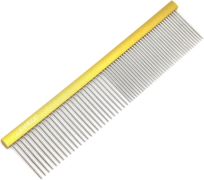 Metal Dog Grooming Comb for Shedding Tangles,Knots,Mats.Dog Combs With Long Wide Tooth for Long Thick Curly Hair Metal Pet Comb for Poodles and Goldendoodles Dematting.7.5INCHES.(Blue)