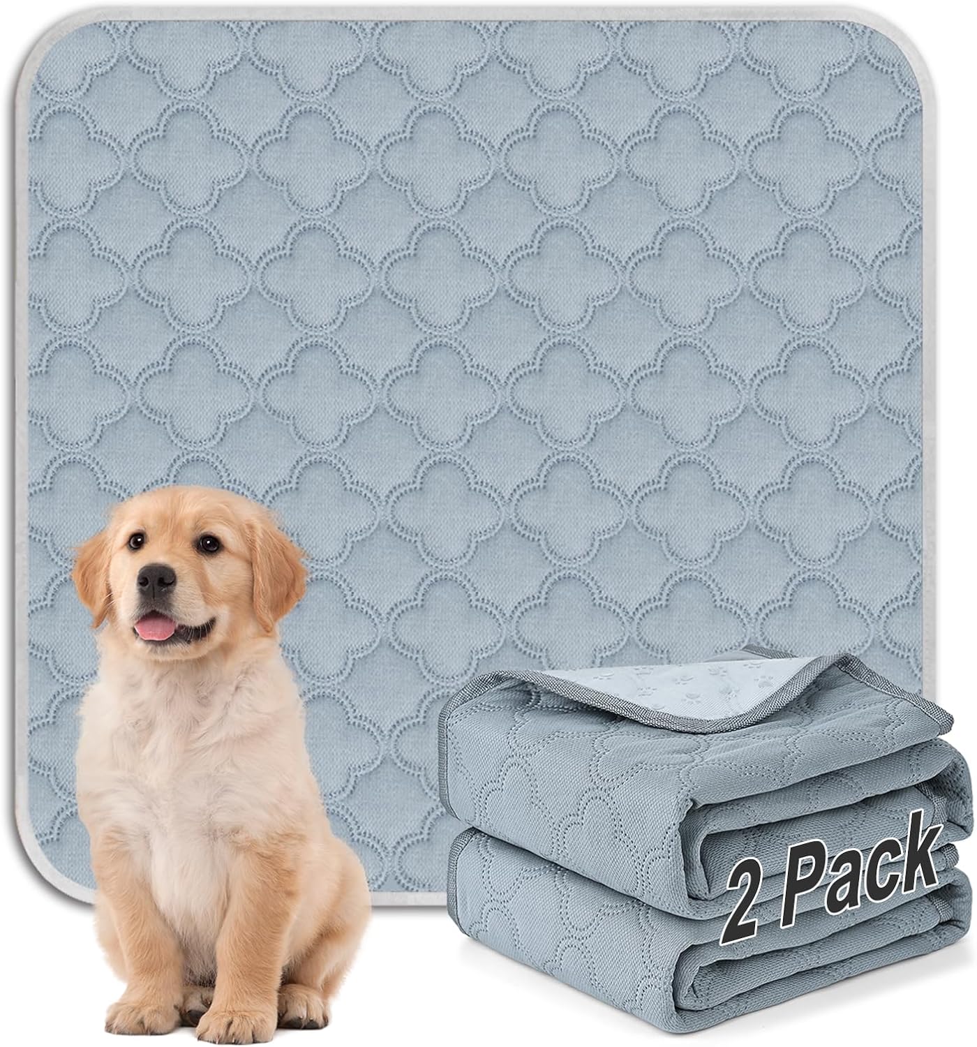 FunFurry Washable Pee Pads for Dogs - 4 Pack Reusable Pee Pads，Waterproof Puppy Pads，Pet Training Pads，Super Absorbent with Dog Paw Shape Non-Slip Backing (Cream, 18" X 24" - 4 Pack)