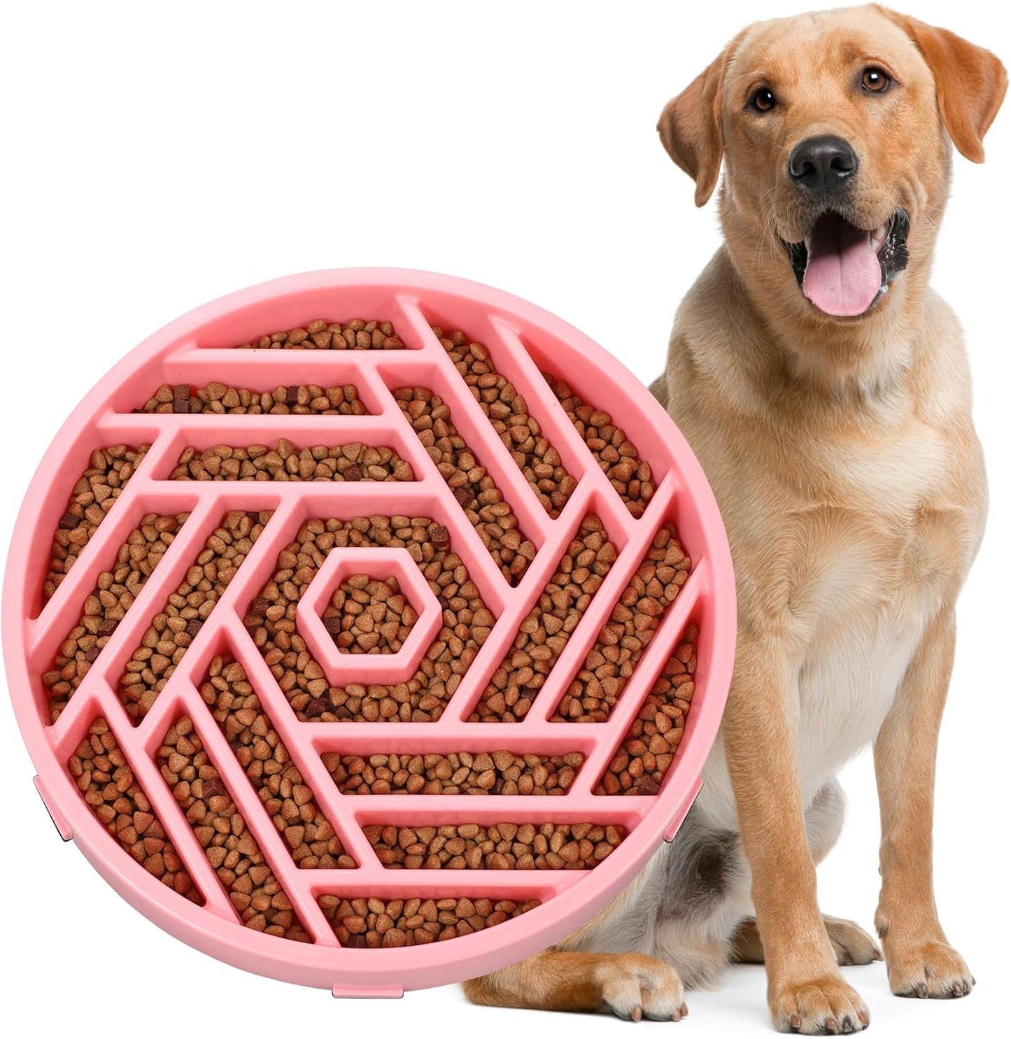 WHIPPY Slow Feeder Dog Bowl, Puzzle Maze Design to Slow Down Eating, 3-Cup Capacity, Anti-Gulping Food Bowl for Medium & Large Dogs,Black