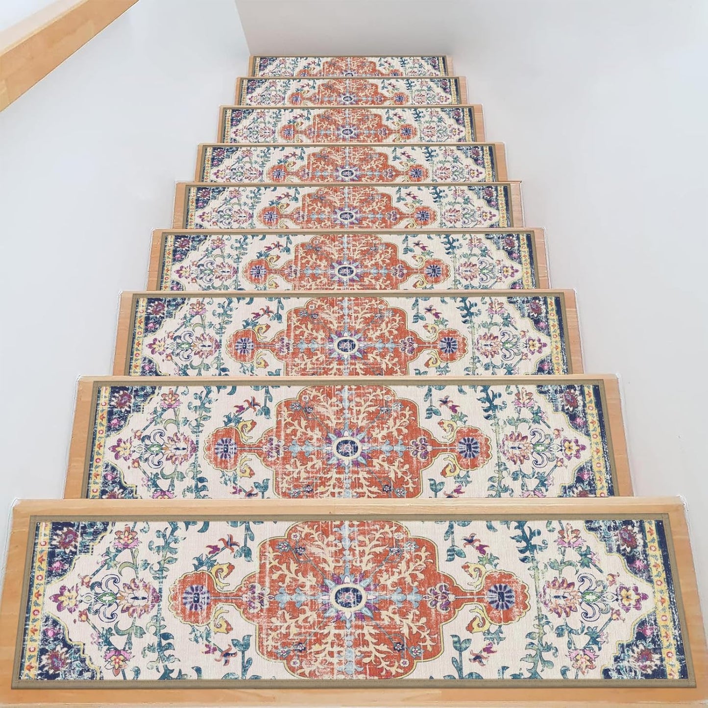 Pauwer Carpet Stair Treads for Wooden Steps Indoor 15 Pack 8" X 30" Peel and Stick Stair Treads Non Slip Staircase Step Treads Reusable Stair Runner Rugs for Dogs, Kids and Elders