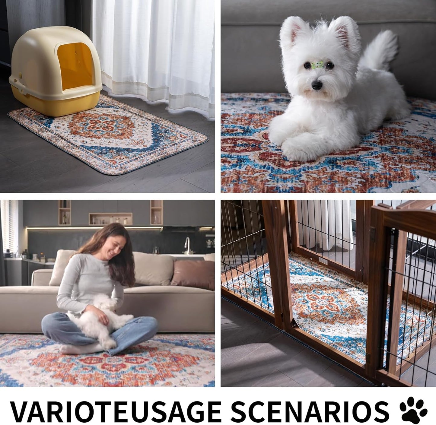 Washable Pee Pads for Dogs, Reusable Puppy Potty Training Pads, Ultra-Absorbent Thick Waterproof Leak-Proof Non-Slip Pads & Mat for Crate, Playpen, Floor, Whelping & Housebreaking , 2 Pack 18"x24"