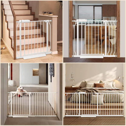 Extra Wide Baby Gate with Door Pressure Mounted 57.48-62.20 Inch,Child Baby Gates for Doorways No Drilling,Walk Through Dog Gate Indoor for The House Kitchen Stairs,White