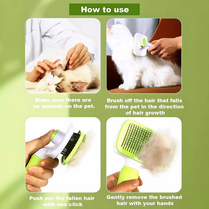 Self-Cleaning Slicker Brush, Dog Cat Bunny Pet Grooming Shedding Brush, Easy to Remove Loose Undercoat, Pet Massaging Tool Suitable for Pets with Long or Short Hair (Black)