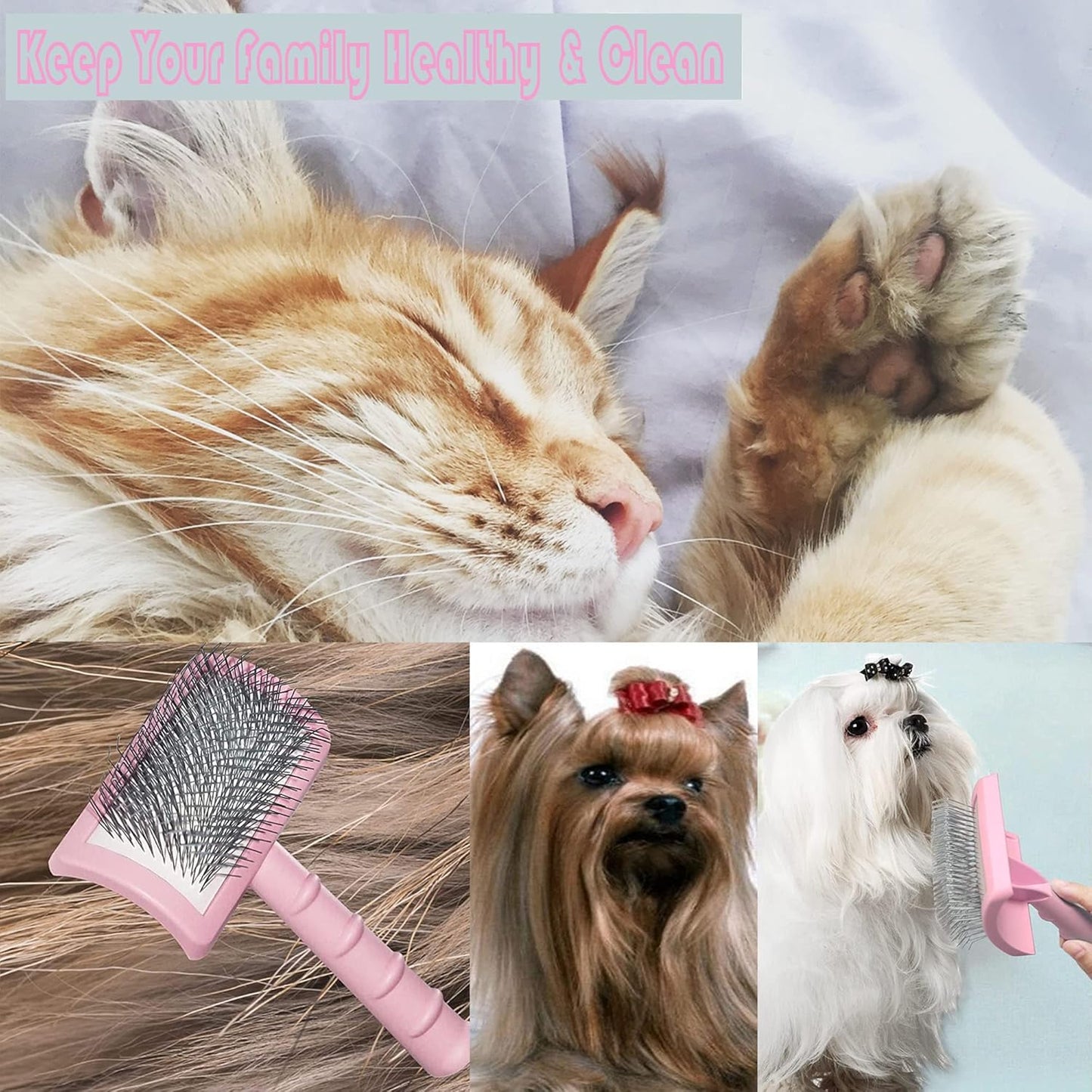 Large Slicker Brush for Dogs,Cats,Extra Long Pin Shedding Brush for Long Haired Dog,Cat, Pet Grooming for Thick Undercoat Curly Hair,25mm(1"),Green