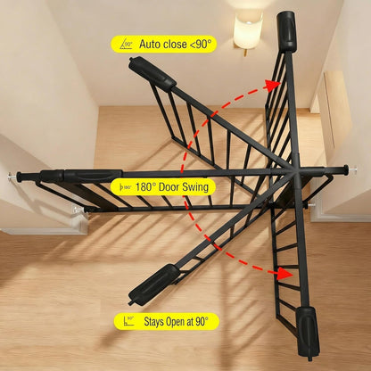 Extra Wide Baby Gate Tension Indoor Safety Gates Black Metal Large Pressure Mounted Pet Gate Walk Through Long Safety Dog Gate for The House Doorways Stairs (62.2"-66.93"/158-170CM, Black)