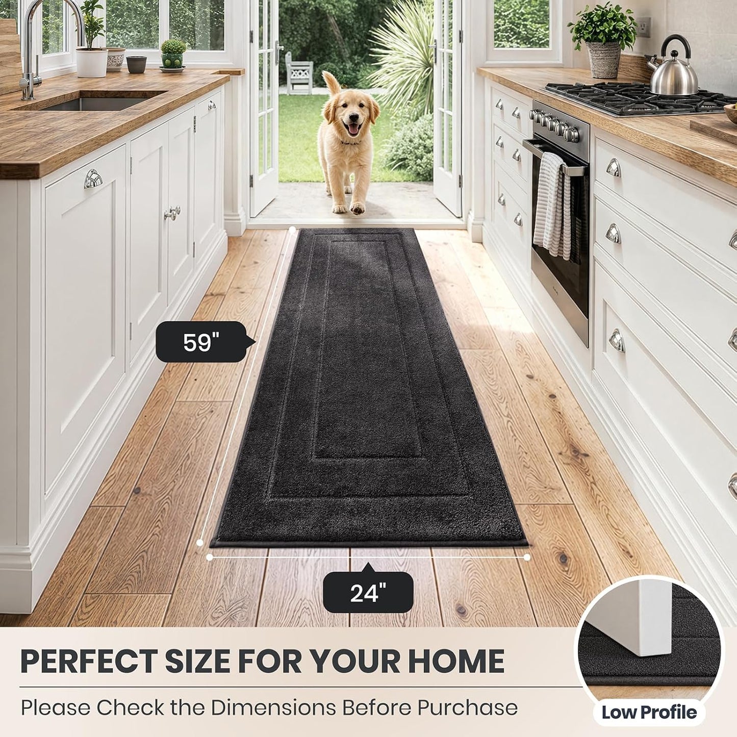 PURRUGS Dirt Trapping Door Mat 32" x 47", Non-Slip/Skid Machine Washable Entryway Rug, Dog Doormat, Super Absorbent Welcome Mat for Muddy Wet Shoes and Paws, Grayish Brown