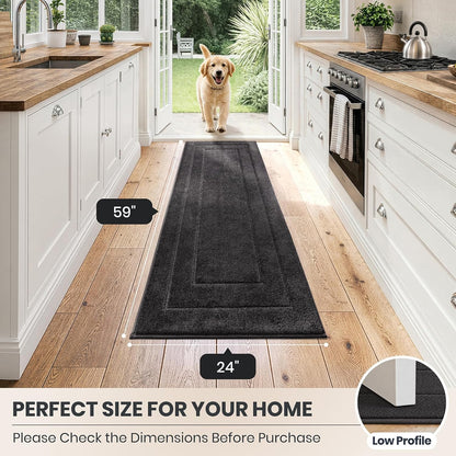 PURRUGS Dirt Trapping Door Mat 32" x 47", Non-Slip/Skid Machine Washable Entryway Rug, Dog Doormat, Super Absorbent Welcome Mat for Muddy Wet Shoes and Paws, Grayish Brown