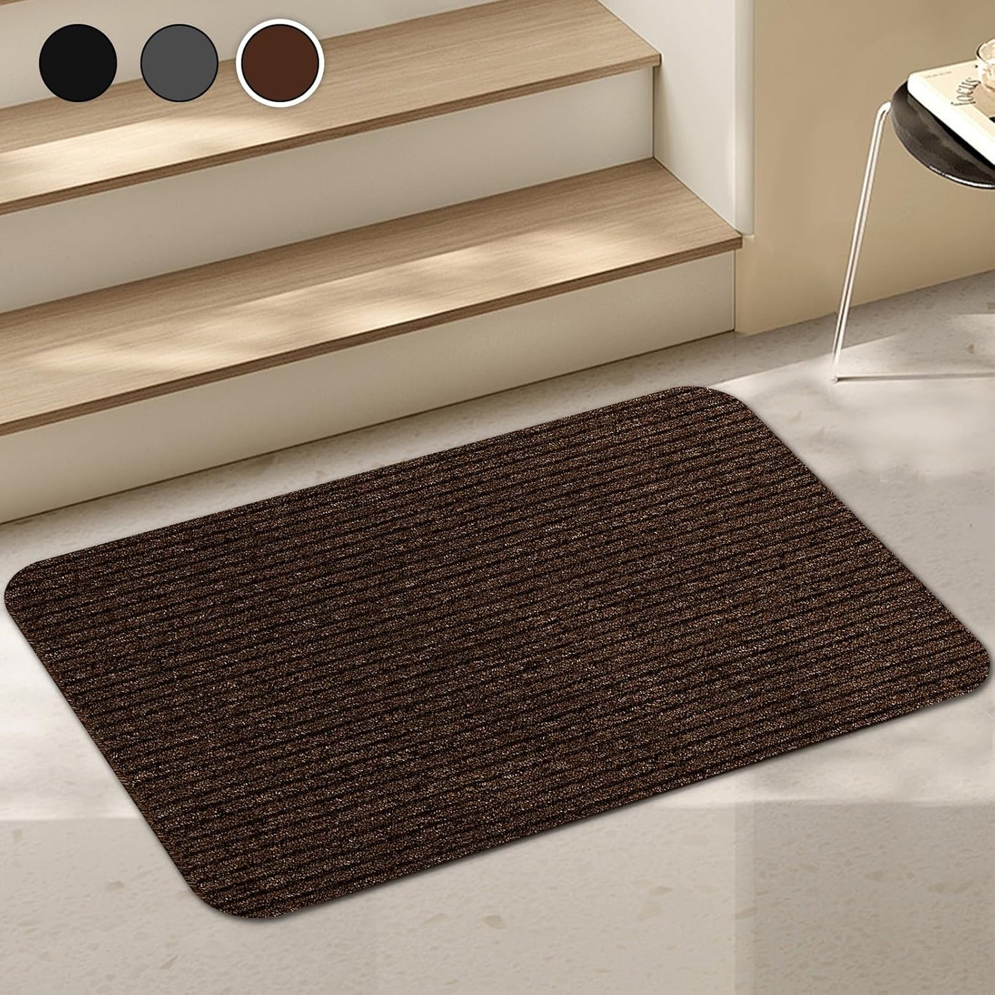 Stair Treads for Wooden Steps Carpet, Non-Slip Stair Runner Indoor Outdoor Stair Tread Mats Covers Pads, 19" x 31"Matching Landing Step Runner for Elders, Kids and Dogs (19" x 31", Black)