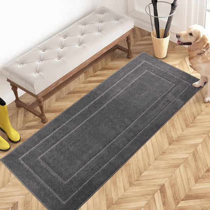PURRUGS Dirt Trapping Door Mat 32" x 47", Non-Slip/Skid Machine Washable Entryway Rug, Dog Doormat, Super Absorbent Welcome Mat for Muddy Wet Shoes and Paws, Grayish Brown