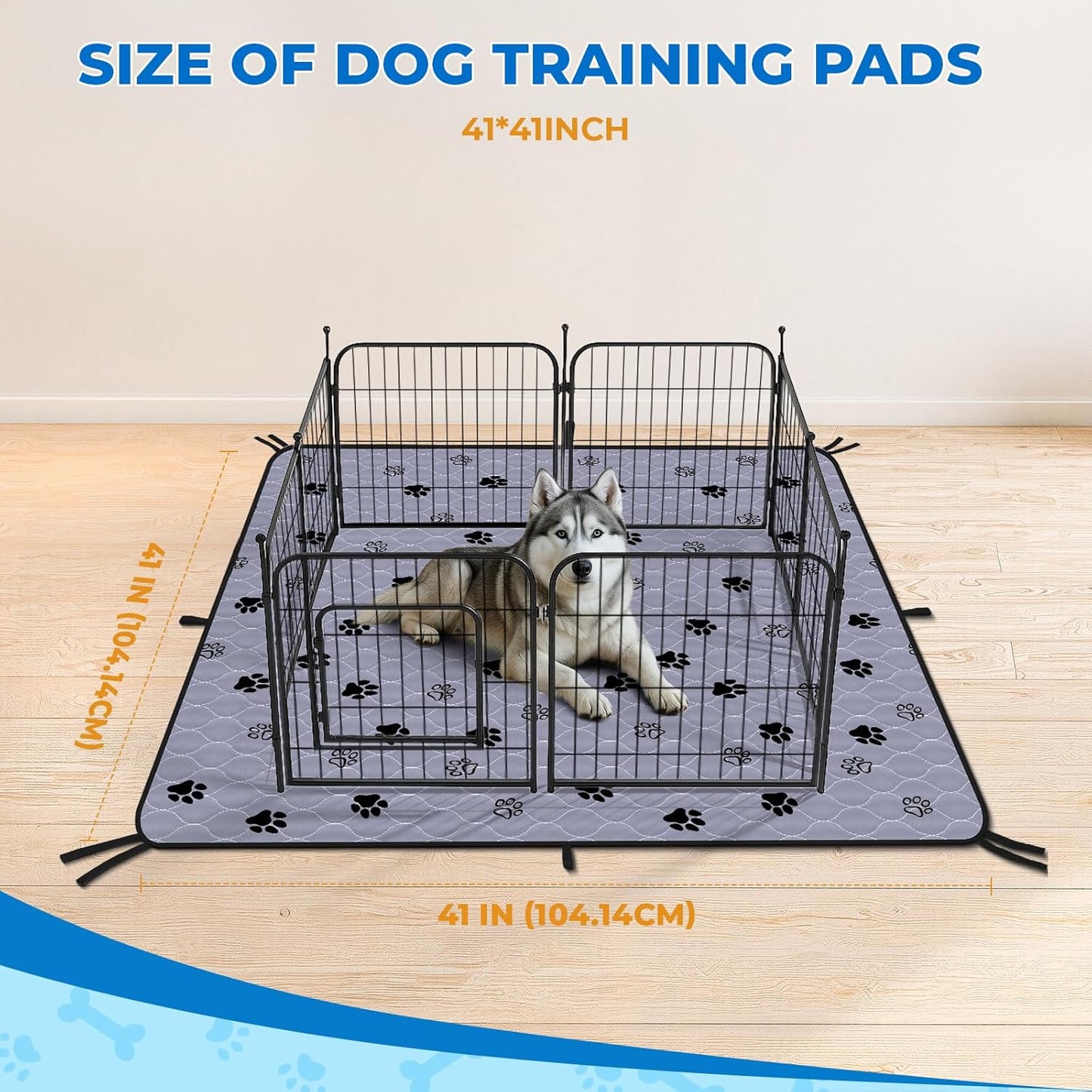 Fostanfly Washable Pee Pads for Dogs, 2 Pack Large 36"x41" Ultra-Absorbent and Leak-Proof Non-Slip Reusable Potty Training Pads for Dogs, Cats, Puppy, Potty Training of Add 8 Lanyards