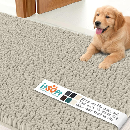 Dog Rugs for Muddy Paws 22x14 | Cleaner Mud Free Floors | Muddy Dogs Mats for Indoor, Dog Mat for Muddy Paws Door Mat Washable, Absorbent Chenille Mud Rug Paw Matt w/ Non Slip Backing, Charcoal Grey