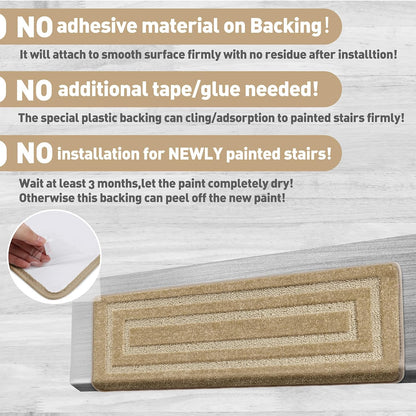 PURE ERA Bullnose Carpet Stair Treads Set Tape Free Non-Slip Indoor Stair Protectors Pet Friendly Rugs Covers Soft Skid Resistant Washable Reusable 9.5" x 30"(14 Pieces,Cream Gray)