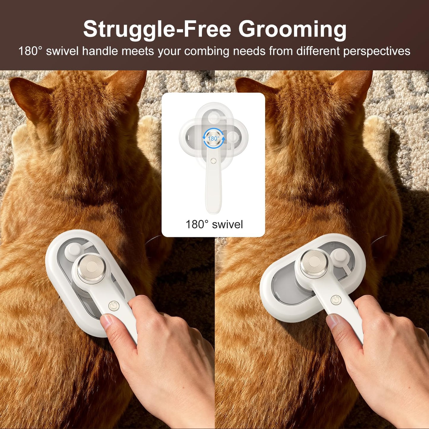 Cat Brush for Shedding, 2026 Upgraded Mist Spray & Self Cleaning Slicker Brush for Indoor Cats & Dogs, Pet Steam Brushes Rechargeable, Skin Friendly Pet Grooming Comb with 180° Rotating Handle