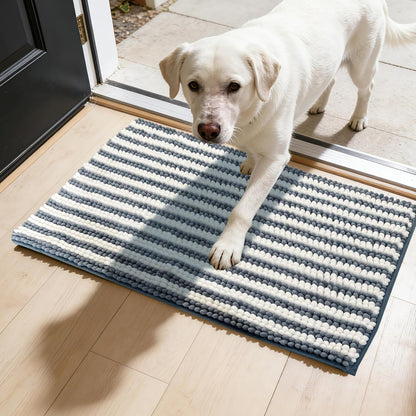 Dog Door Mat for Muddy Paws - Absorbent Quick-Dry Non-Slip Washable Chenille Pet Rug, Indoor Entryway Mat for Front Door & Crate (Brown, 24" L*16" W)