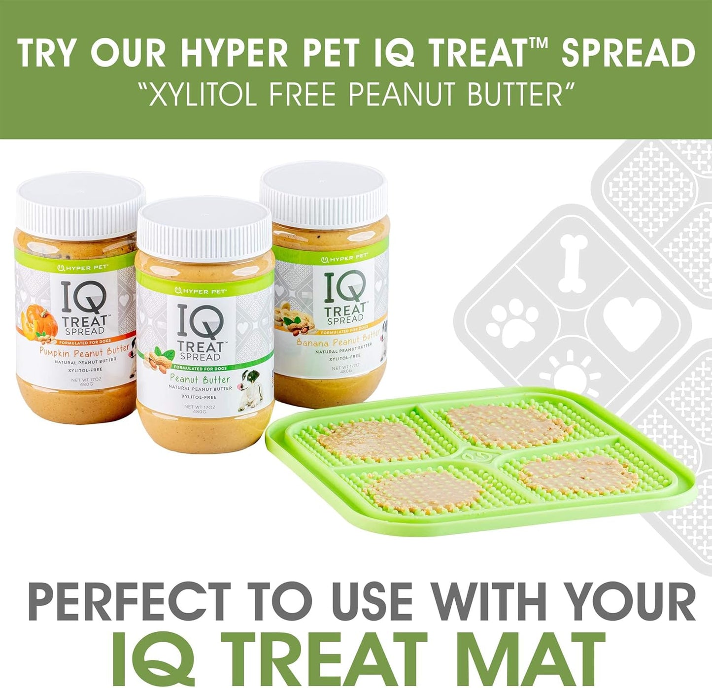 Hyper Pet IQ Treat Lick Mat for Dogs & Cats | Dog & Cat Slow Feeder & Enrichment Toy | Made in USA