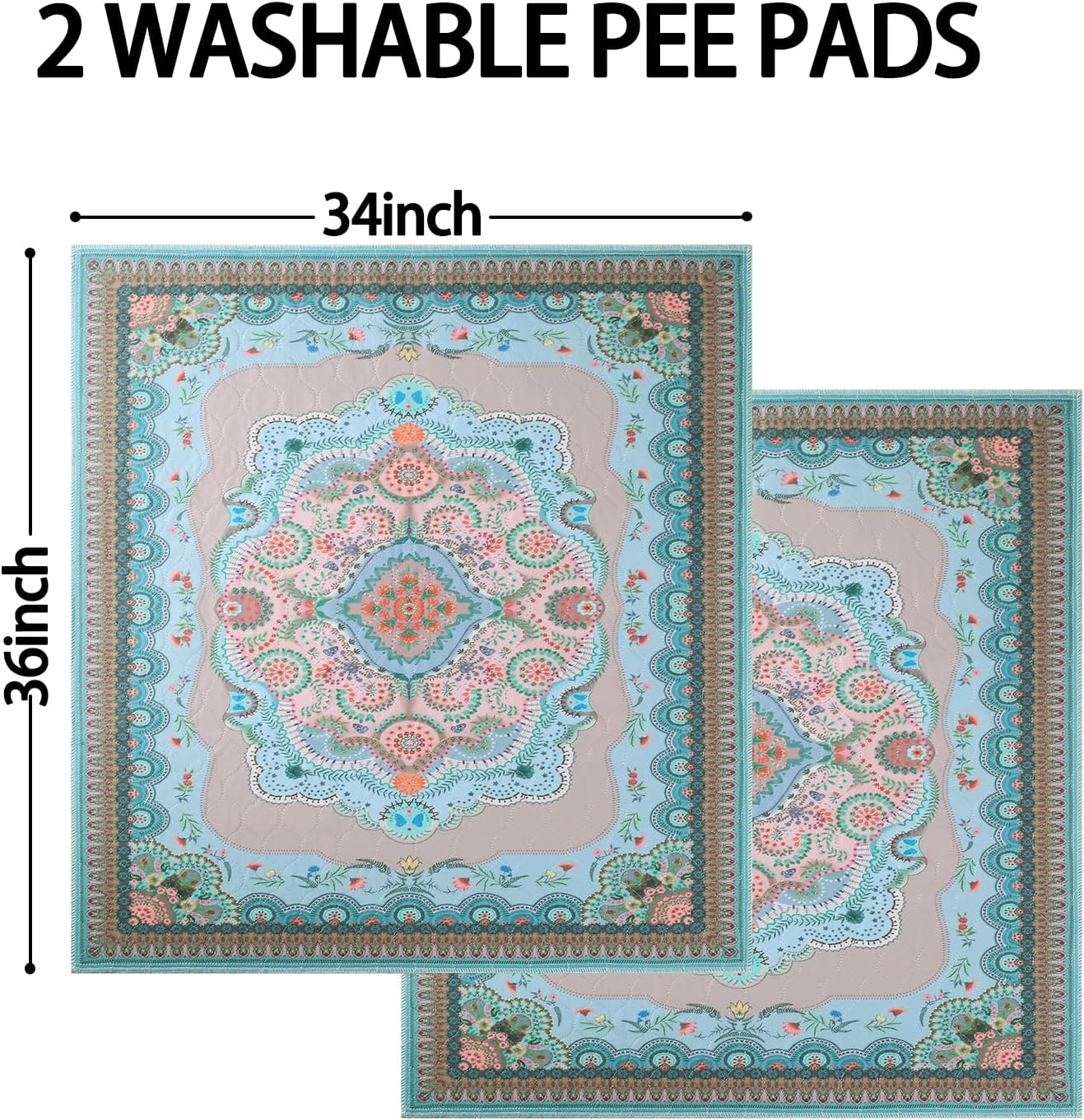 Aitmexcn Washable Puppy Dog Pee Pad, 2PCS 100% Waterproof Whelping Training Mat for Puppy/Senior Dog, Fast Drying Reusable Puppy Pads for Indoor, Outdoor and Car Travel- 24'' x 36''