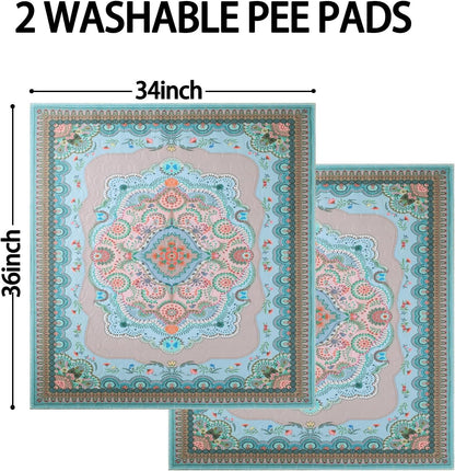 Aitmexcn Washable Puppy Dog Pee Pad, 2PCS 100% Waterproof Whelping Training Mat for Puppy/Senior Dog, Fast Drying Reusable Puppy Pads for Indoor, Outdoor and Car Travel- 24'' x 36''