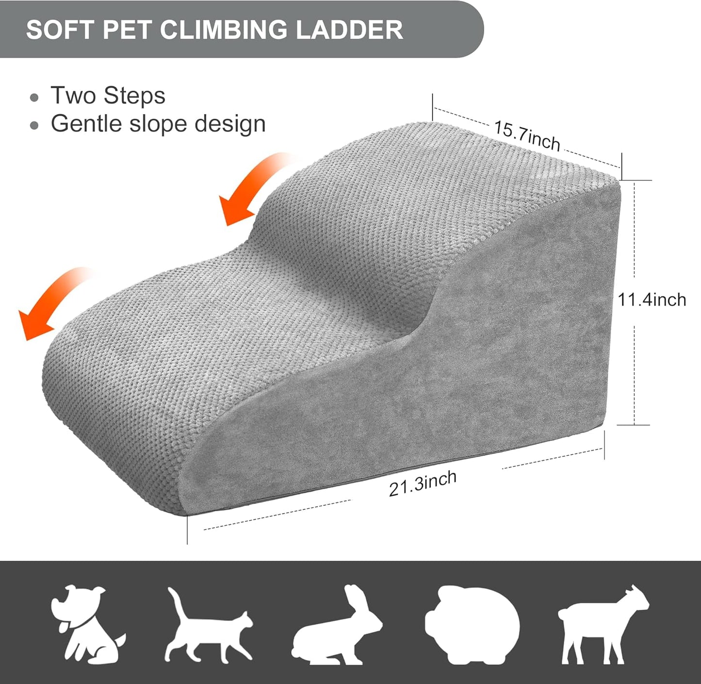 Dog Stairs for Small Dogs, 3 Tiers High Density Foam Dog Ramp, Extra Wide Non-Slip Pet Steps for High Beds Or Couch, Soft Foam Doggie Ladder for Dogs Injured, Older Pets, Small Cats