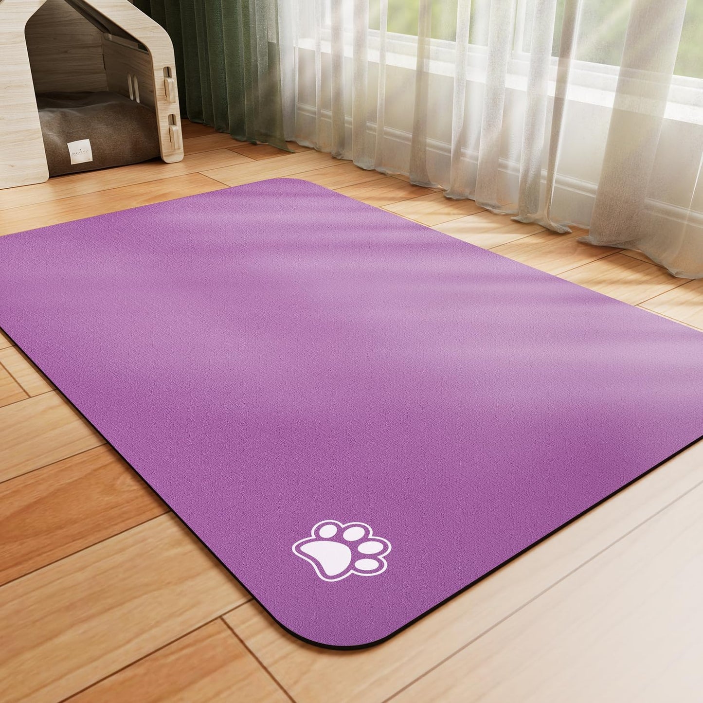 HotLive Dog Food Mat - Absorbent Cat Mat for Food and Water, No Stains Pet Feeding Bowl Mat, Easy to Clean Pet Placemats, Quick Dry Dog Water Dispenser Mat for Messy Drinkers | Paw Dark Grey 12"x 19"