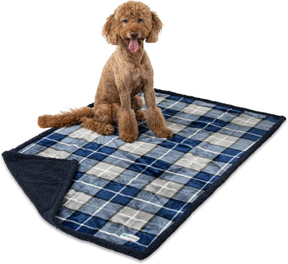 PetAmi Waterproof Dog Blanket for Couch, Large 60x40, Pee Proof Sherpa Fleece Reversible Pet Throw, Furniture Protector for Bed Sofa Kennel, Soft Washable Cover for Medium Dogs Cats, Grey Sherpa