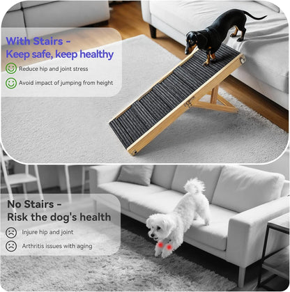2026 Upgraded Dog Ramp for Couch, Foldable Small Dog Ramp for Sofa, 4 Adjustable Height from 13'' to 21", Portable Stable Pet Steps with Non-Slip Pad, Pet Ramps Use for Sofa Couch Stairs