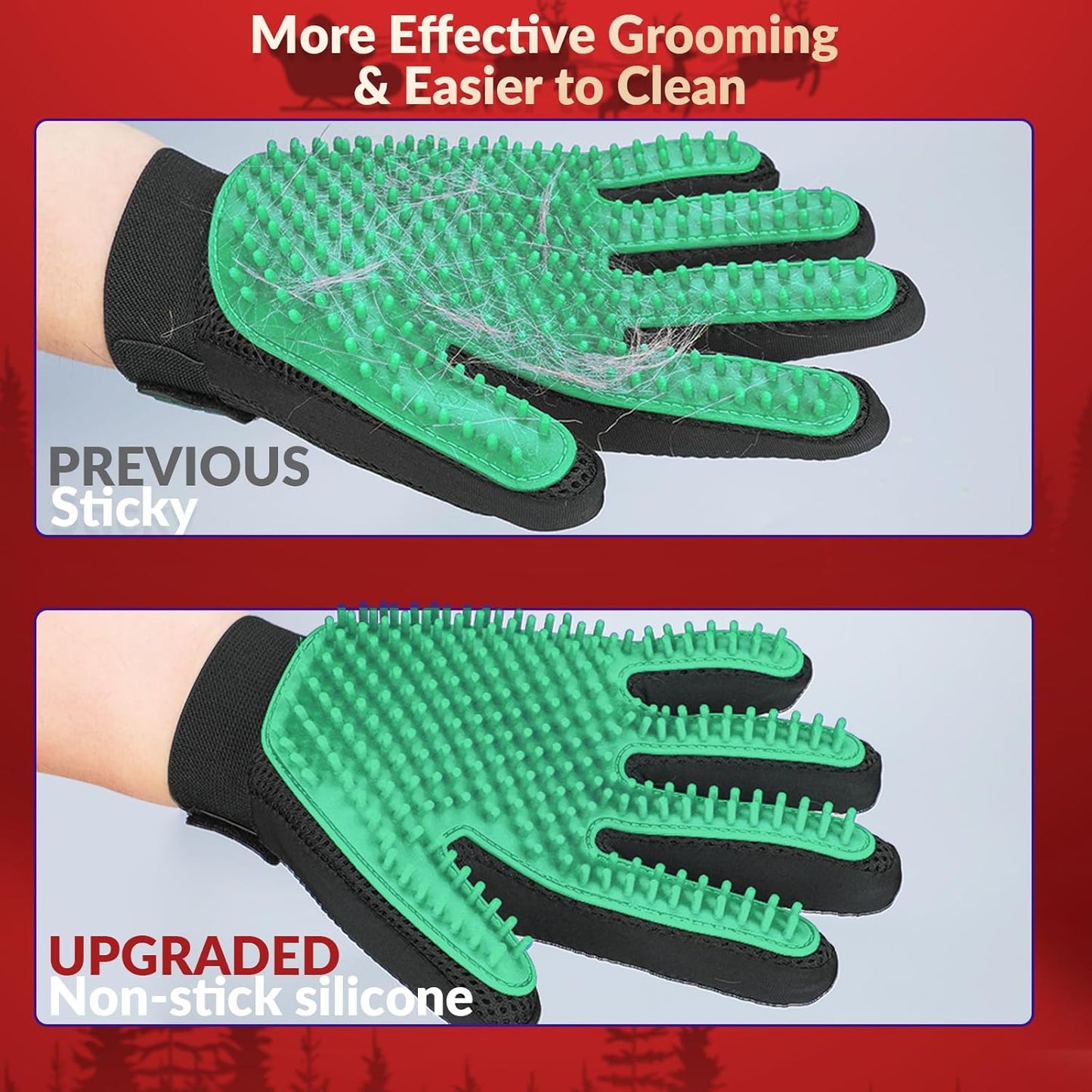 Upgrade Efficient Pet Hair Remover Gloves - Gentle Shedding Brushes for Dogs, Cats & Horses with Long and Short Hair - 1 Pair (Blue)