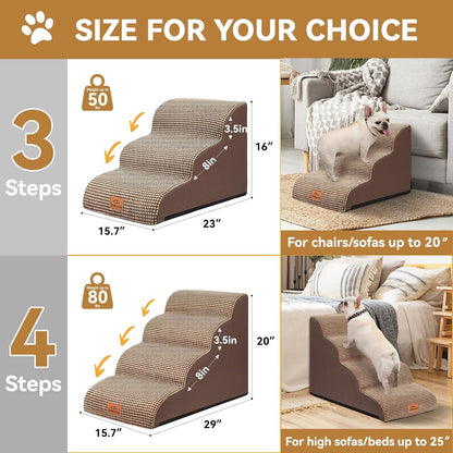 Zerbuger Dog Ramp and Stair for Bed 16" H-20 H,3-Step Cat Stair for Sofa and Chair,4-Step Dog Ramp for High Bed and Window,Durable Nonslip Fabric Cover for Indoor (Purple-20 H, Pet Friendly, 4)