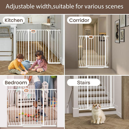 owlie 37.4" Extra Tall Wide Baby Gate for Stairs Doorways,47-57 Inch Extra Large Long Baby Gate with Door Indoor Safety Metal Pressure Mounted Pet Gate with Walk-Thru Auto Close, Black