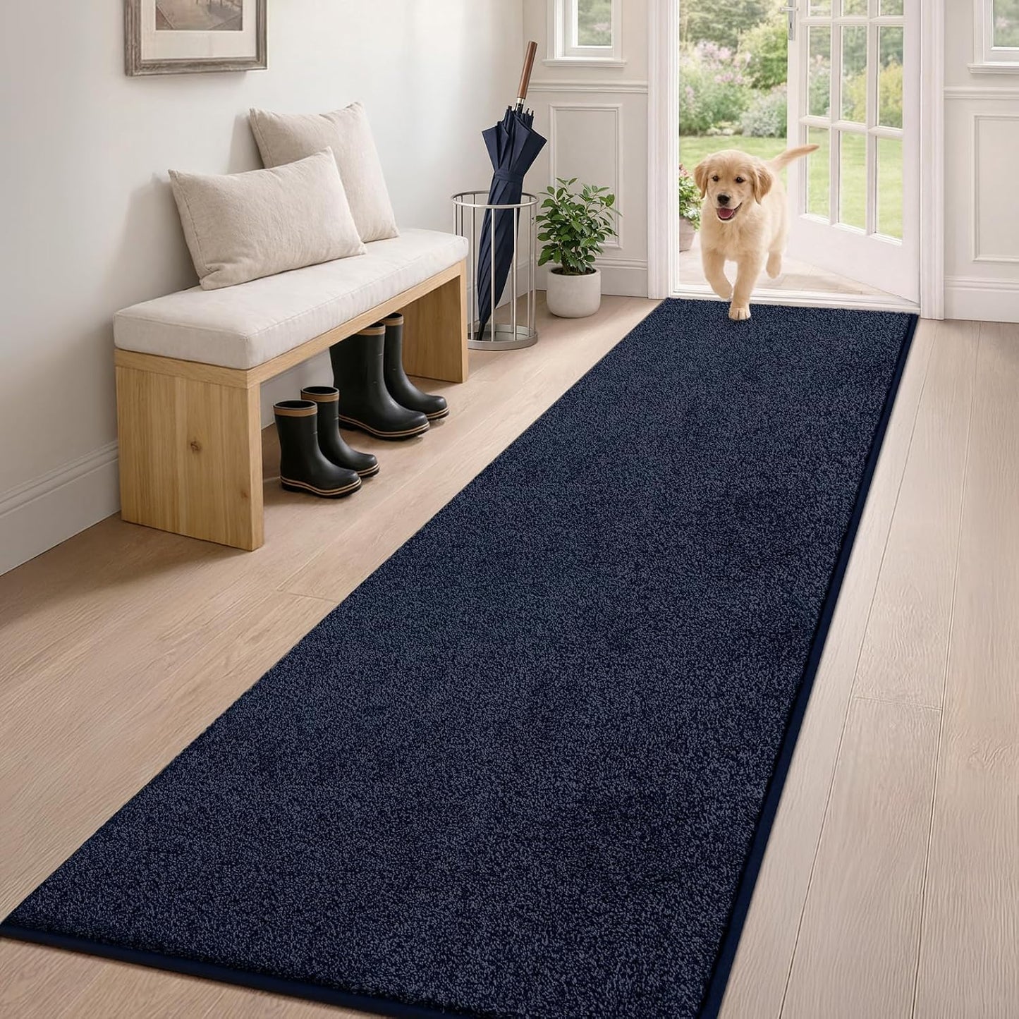 PURRUGS Dirt Trapping Door Mat 20" x 31.5", Non-Slip Machine Washable Entryway Rug, Dog Doormat, Indoor Front Door Mat, Super Absorbent Entry Rug for Muddy Shoes & Paws, Bluish Grey-Black
