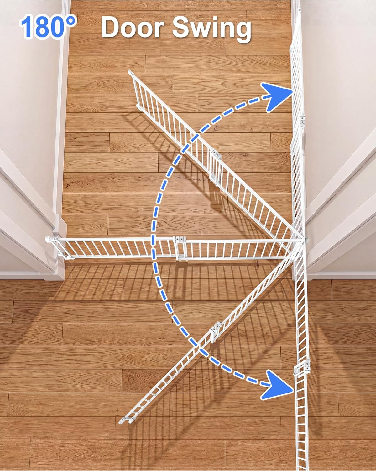 Betertek 45-80" Extra Wide Baby Gate for Large Openings-No Bottom Bar&Extra Wide Walk Thru Door, Chew&Impact Resistant Metal Heavy Duty Dog Gate, Hardware Mount Safety Indoor Extra Long Pet Gate