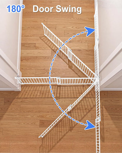 Betertek 45-80" Extra Wide Baby Gate for Large Openings-No Bottom Bar&Extra Wide Walk Thru Door, Chew&Impact Resistant Metal Heavy Duty Dog Gate, Hardware Mount Safety Indoor Extra Long Pet Gate