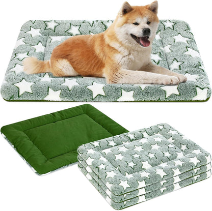 VitalCozy 4 Pcs Dog Crate Pads, Ultra Soft Warm Washable Anti-Slip Kennel Bed Mat for Pets, Reversible, Replaceable, Cage Liner for Small Medium Large Dogs and Cats (18 x 24 x 1.6 Inch,Star,Gray)