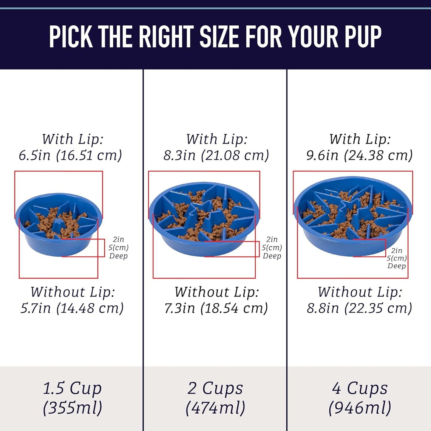 Leash Boss Slow Feeder Dog Bowls (1.5 Cup) Puzzle Dog Food Bowl with Feeder Holes, Fits into Elevated Pet Feeders, Slow Eating for Large, Medium & Small Sized Breeds - Gray