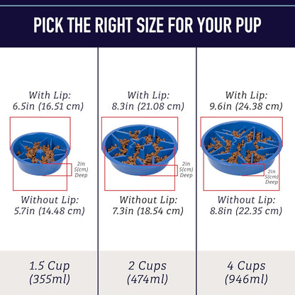 Leash Boss Slow Feeder Dog Bowls (1.5 Cup) Puzzle Dog Food Bowl with Feeder Holes, Fits into Elevated Pet Feeders, Slow Eating for Large, Medium & Small Sized Breeds - Gray