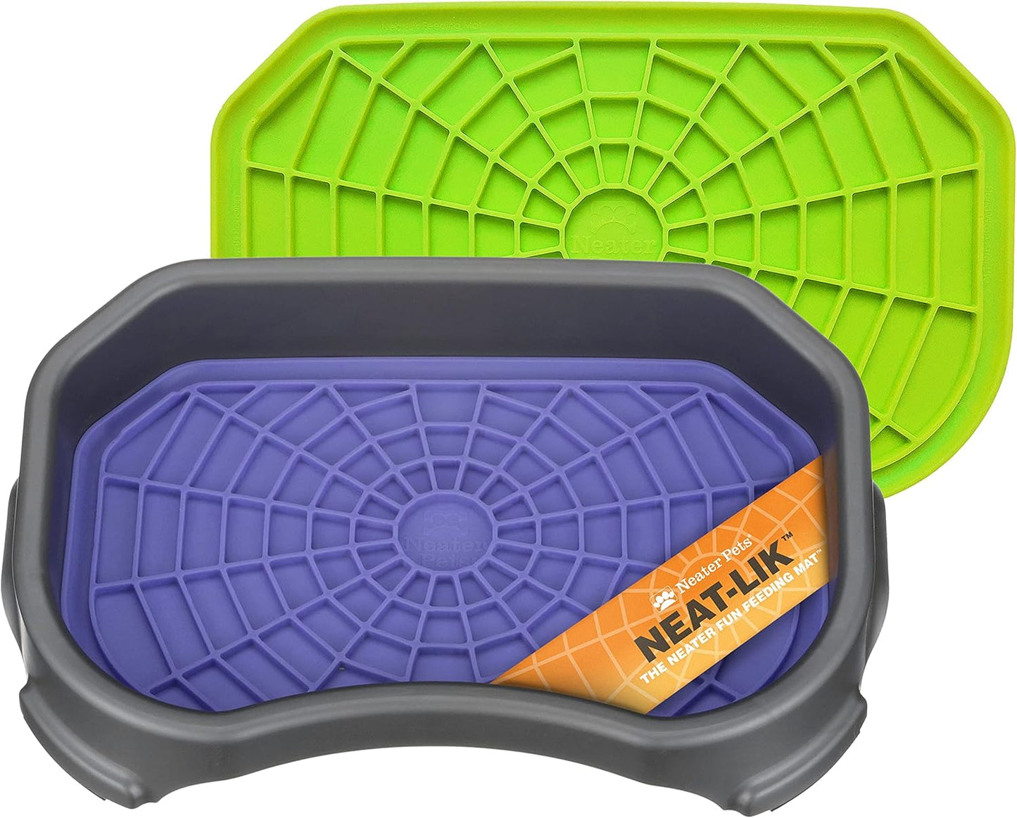 Neater Pets Neat-LIK Dog Lick Mat w/Mess-Proof Tray, Lick Mat for Dogs, Cats, Puppy, Reduces Anxiety & Boredom, Peanut Butter Slow Feeder, Interactive Treat Licking Pad (Green/Vanilla Bean)