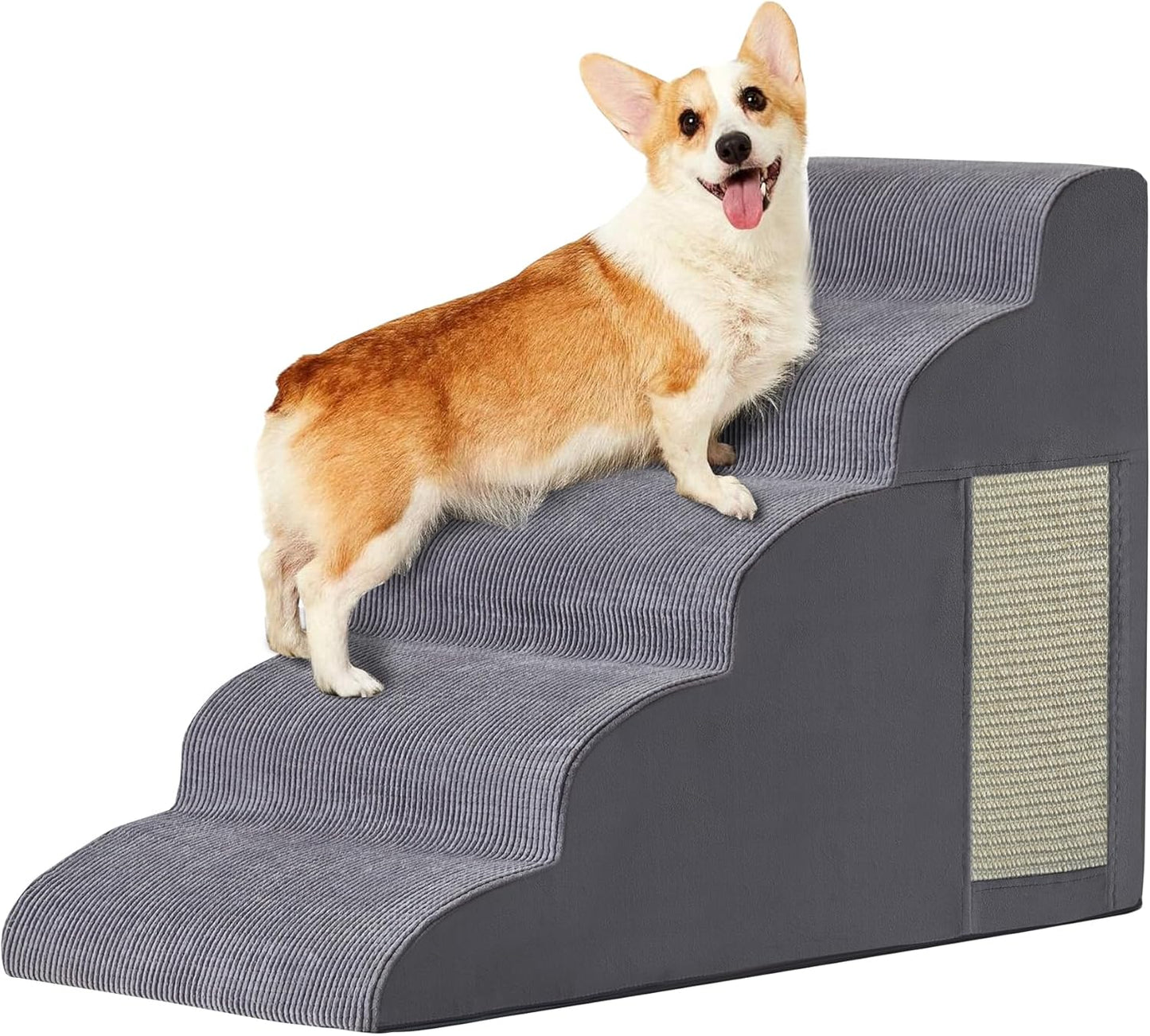 Dogs Steps for Bed, Dog Stairs for Small Dogs, 2-Step Dog Ramp for Bed, Couch, Sofa, and Chairs, Non-Slip Bottom Design, Cat Scratching, High Density Foam Portable Pet Step, Indoor, Grey