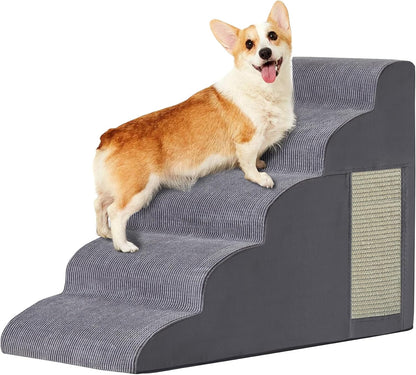 Dogs Steps for Bed, Dog Stairs for Small Dogs, 2-Step Dog Ramp for Bed, Couch, Sofa, and Chairs, Non-Slip Bottom Design, Cat Scratching, High Density Foam Portable Pet Step, Indoor, Grey