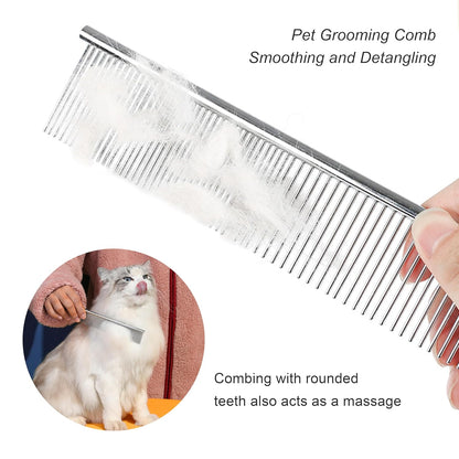 3 Pack Metal Comb For Dogs,Cat Grooming Comb,Dog Combs,Doodle Comb,Shedding Comb,For Professional Grooming Tool For Long And Short Haired Dog,Cat And Other Pets. (Large Medium Small), Metallic