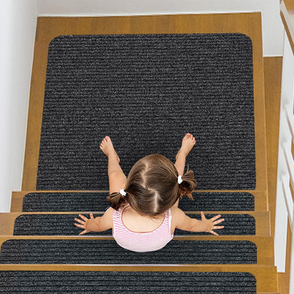 Stair Treads for Wooden Steps Carpet, Non-Slip Stair Runner Indoor Outdoor Stair Tread Mats Covers Pads, 19" x 31"Matching Landing Step Runner for Elders, Kids and Dogs (19" x 31", Black)