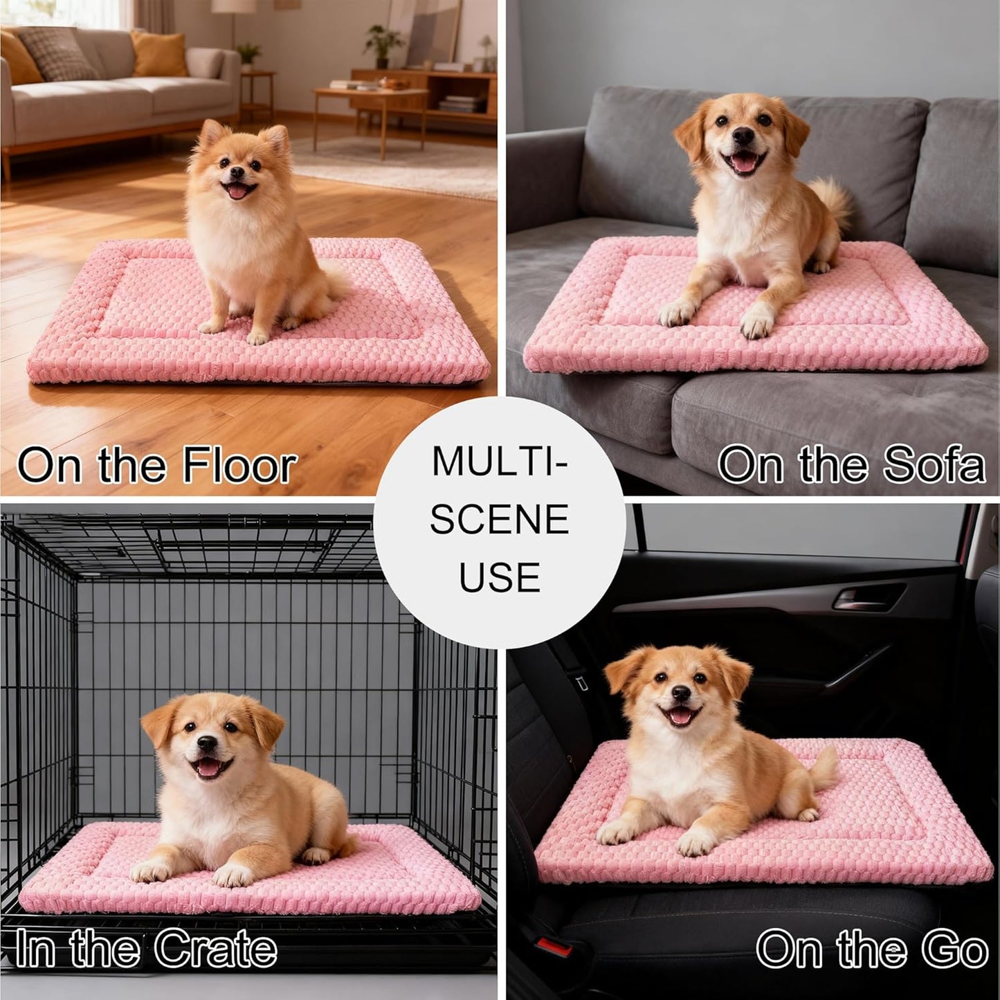 Dog Bed Mat, Reversible Crate Pad & Cute Dog Bed - Machine Washable Kennel Mat with Ultra Soft for Small Dogs (Cool/Warm), 24" x 18", Grey&Star